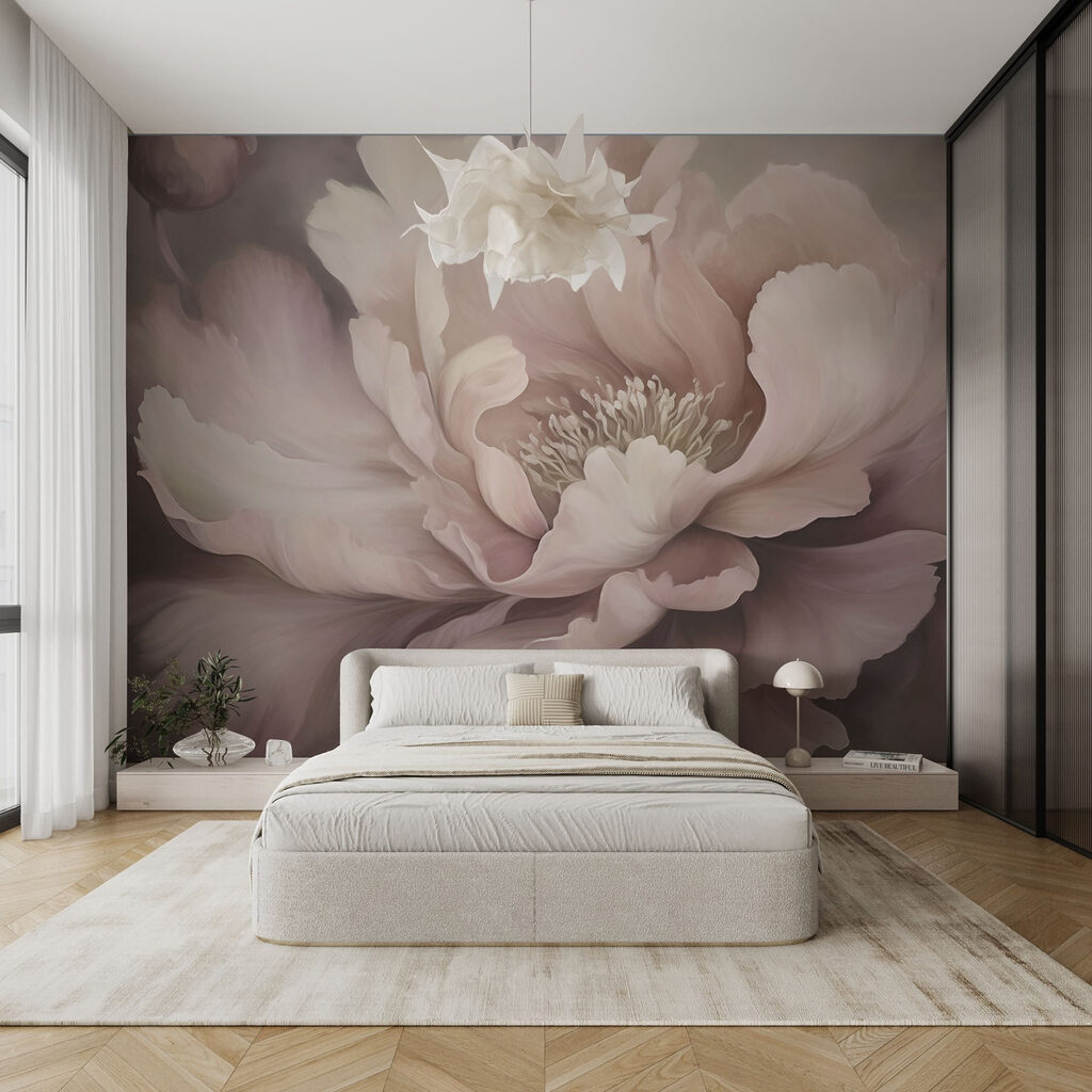 Rosa Blüte im Schatten in einem Interieur