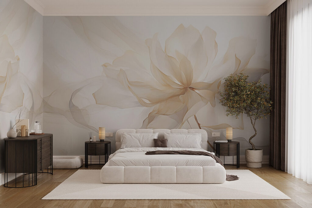 Cremefarbene Schleierblüte in einem Interieur