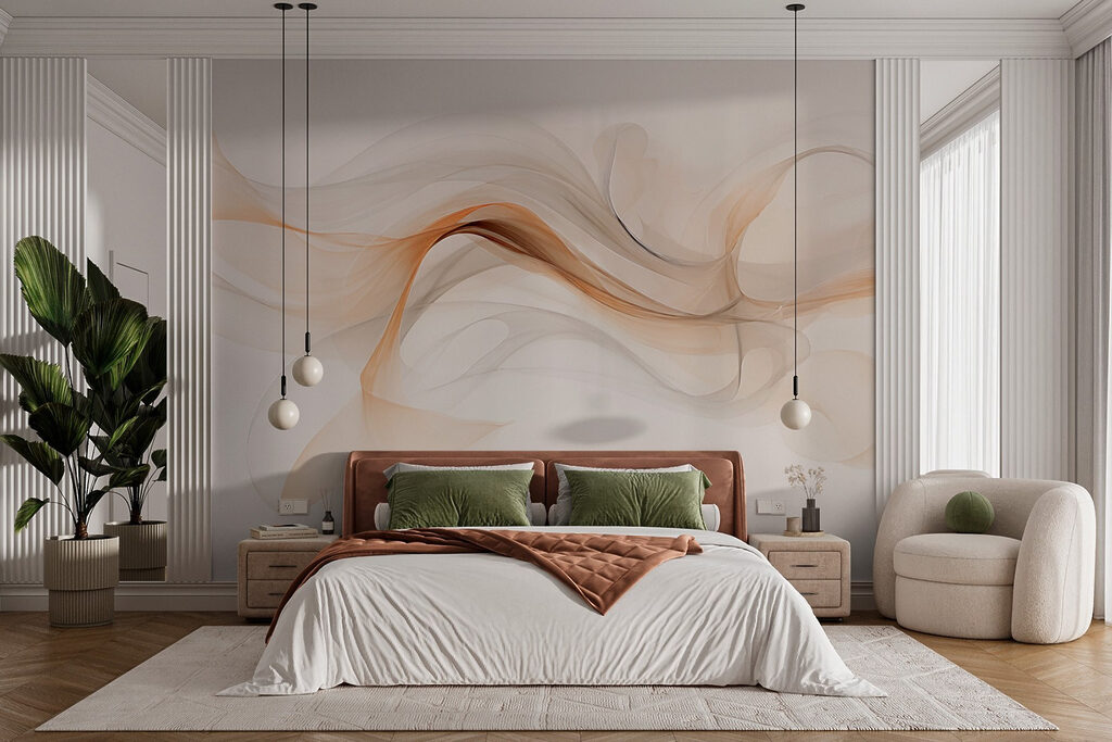 Zarte Schleier in Ocker in einem Interieur