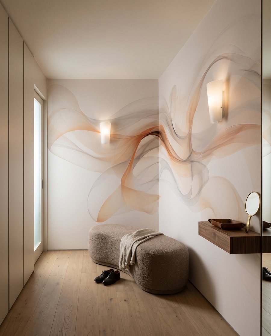 Zarte Schleier in Ocker in einem Interieur