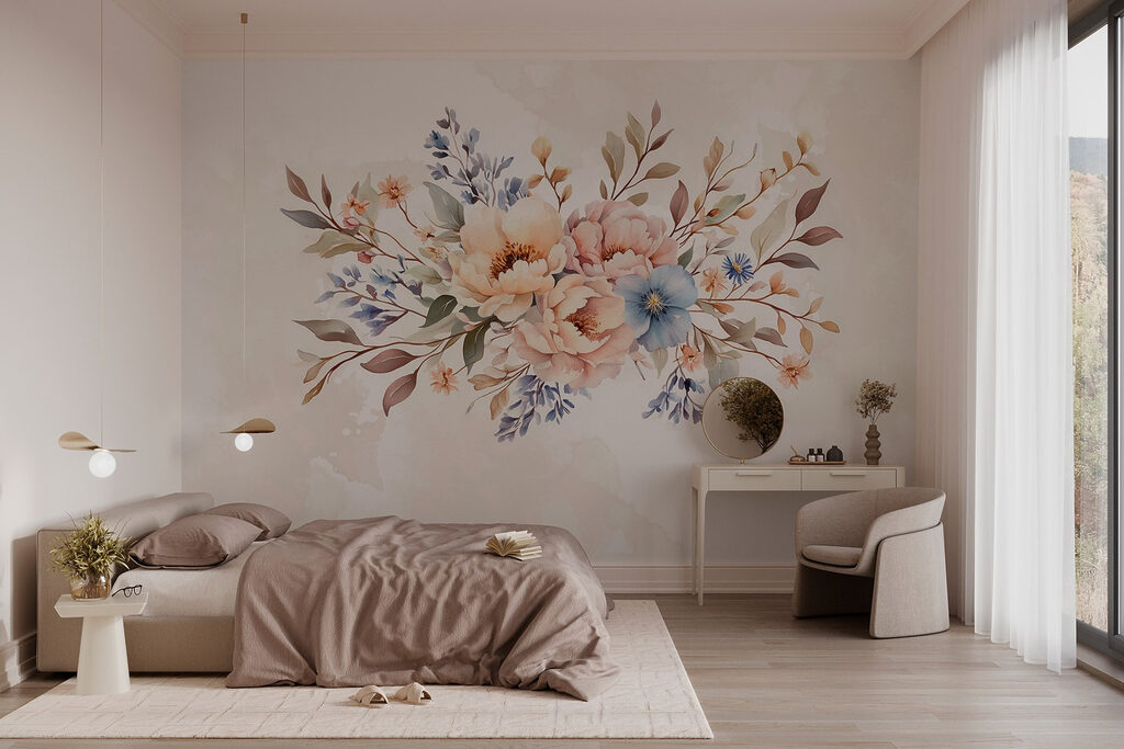 Runder Blumenstrauß auf Weiß — Interieur 1