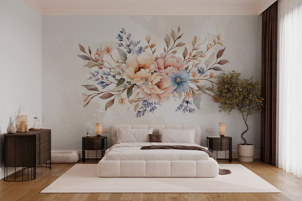Runder Blumenstrauß auf Weiß — Interieur 2