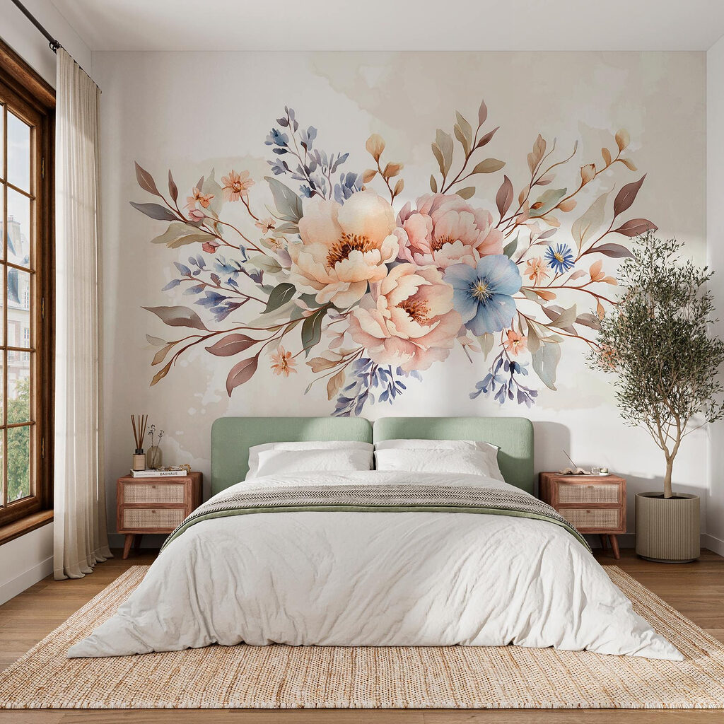 Runder Blumenstrauß auf Weiß — Interieur 3