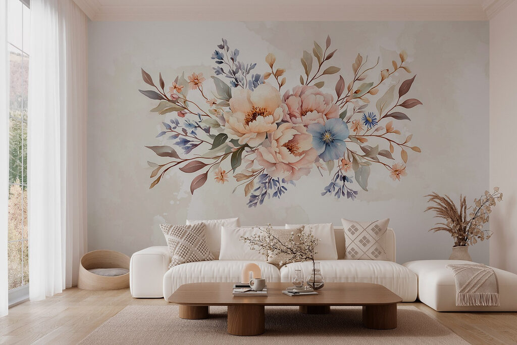 Runder Blumenstrauß auf Weiß — Interieur 4