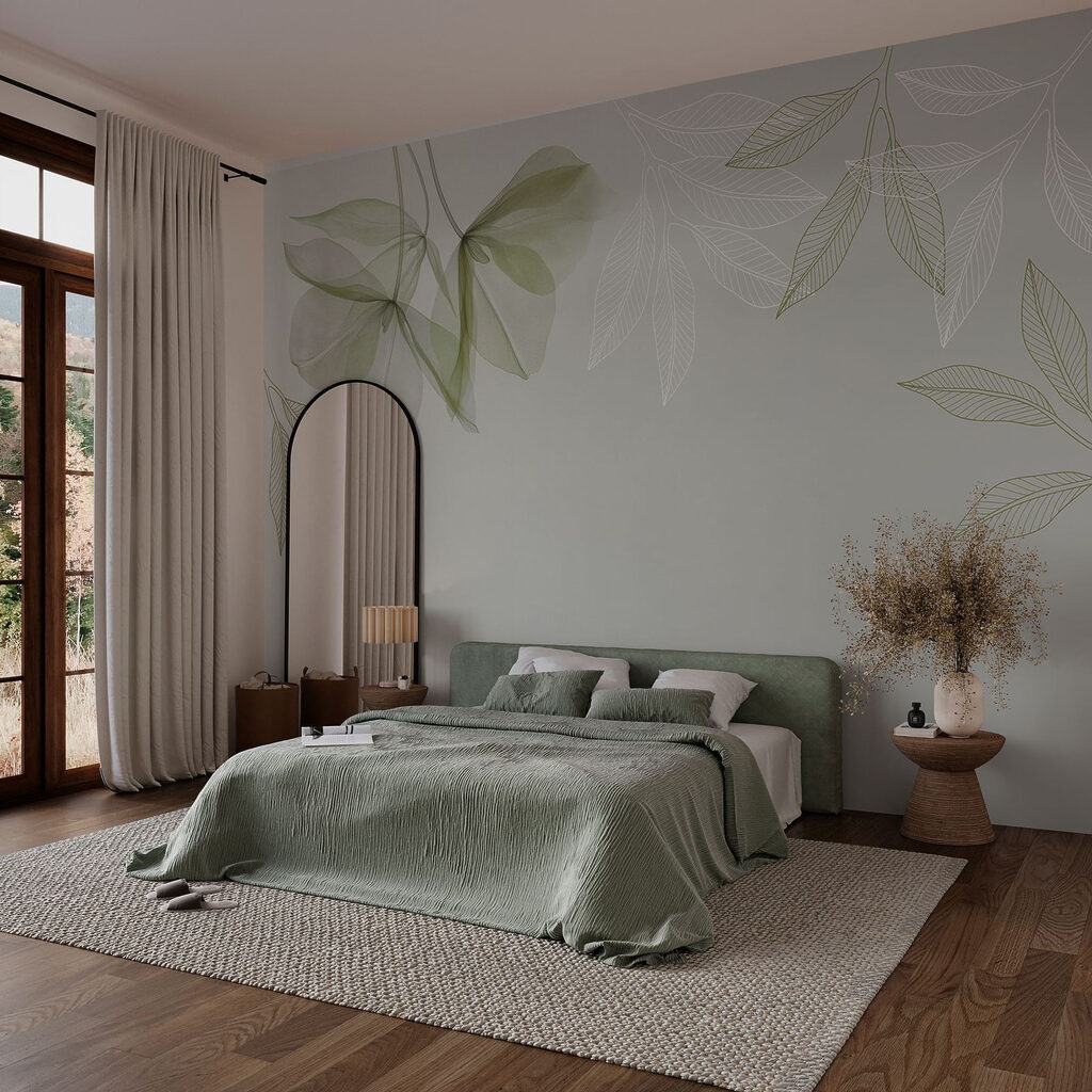 Blätter über freiem Raum in einem Interieur