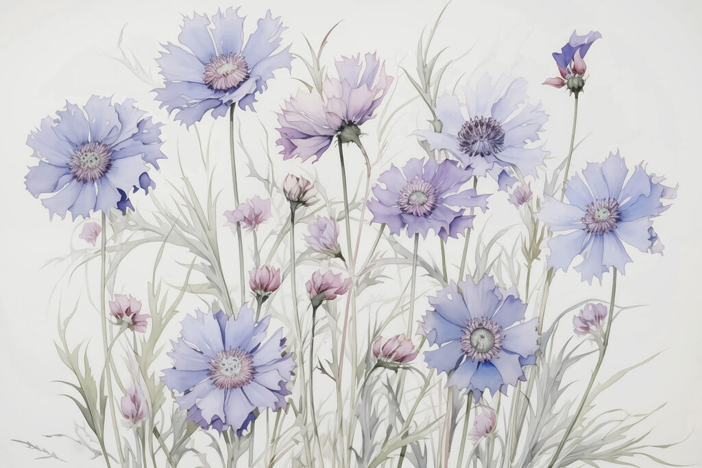 Wildblumen und Knospen — ganzes Design