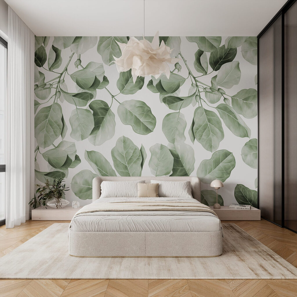 Blätter in Aquarell in einem Interieur