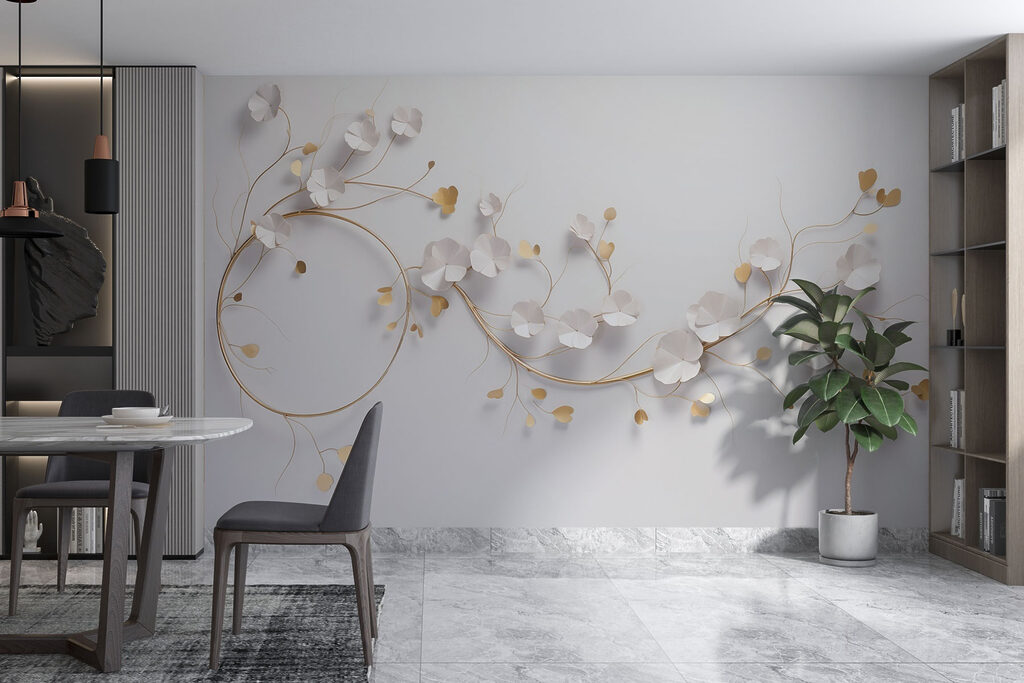 Weiße Blümchen, goldene Linien — Interieur 2