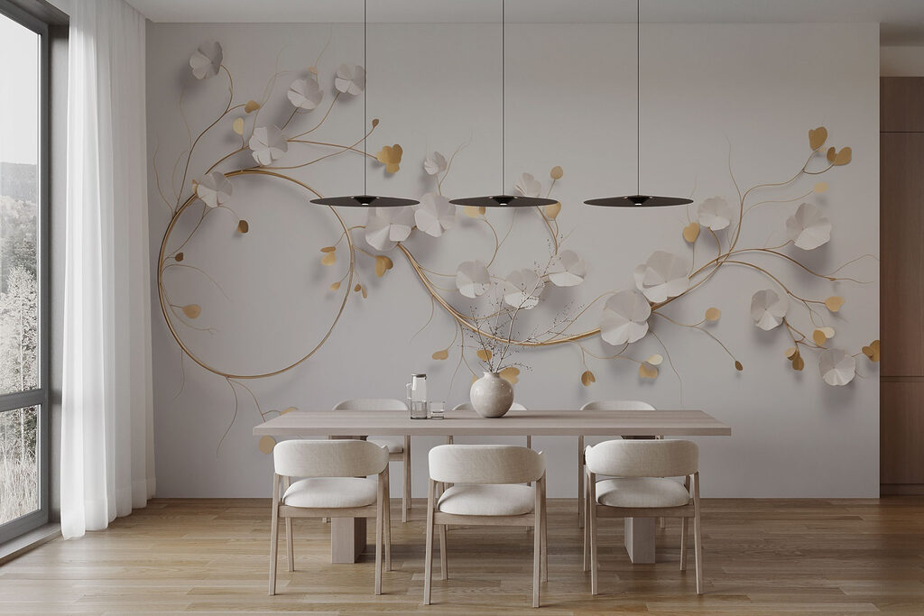 Weiße Blümchen, goldene Linien — Interieur 3
