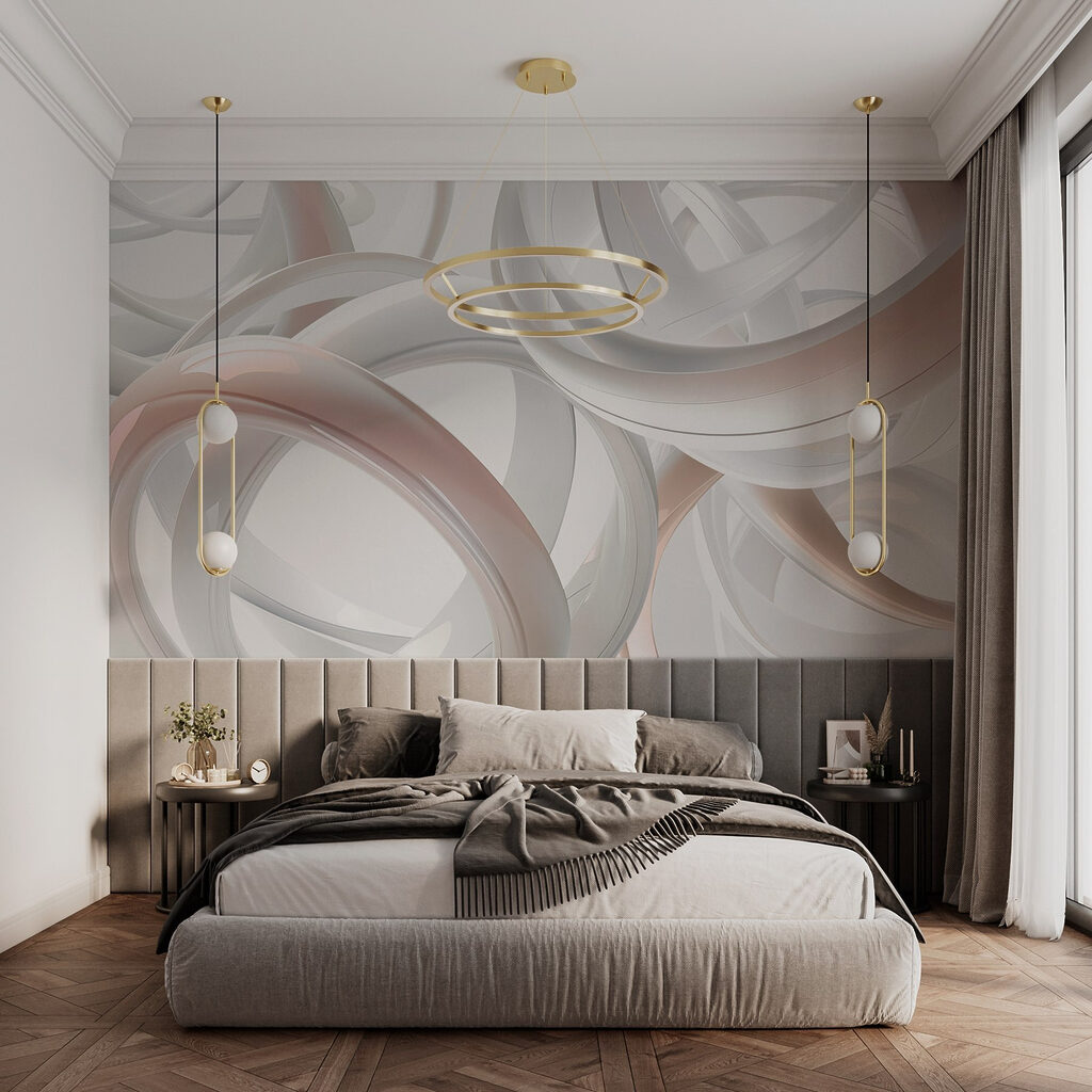 Weiße Ringe wie Bänder in einem Interieur