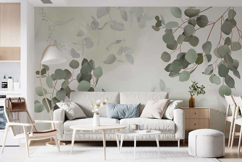 Runde Blättchen und Schatten in einem Interieur
