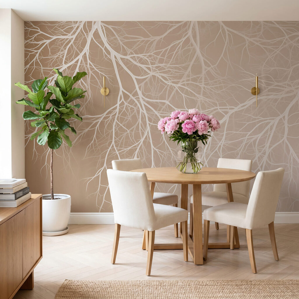 Weißes Geäst in einem Interieur