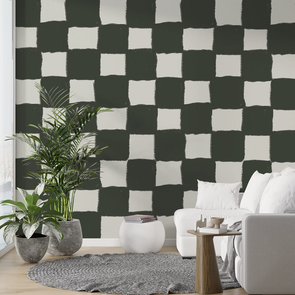 Unregelmäßiges Schachbrett in einem Interieur