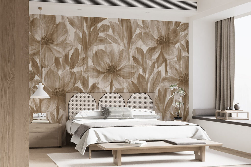 Blüten mit durchscheinenden Blättern in einem Interieur