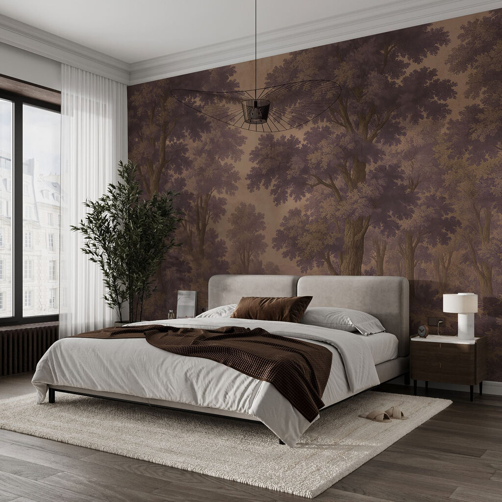 Pfad durch den Laubwald in einem Interieur