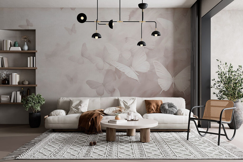 Schmetterlinge im Dunst in einem Interieur