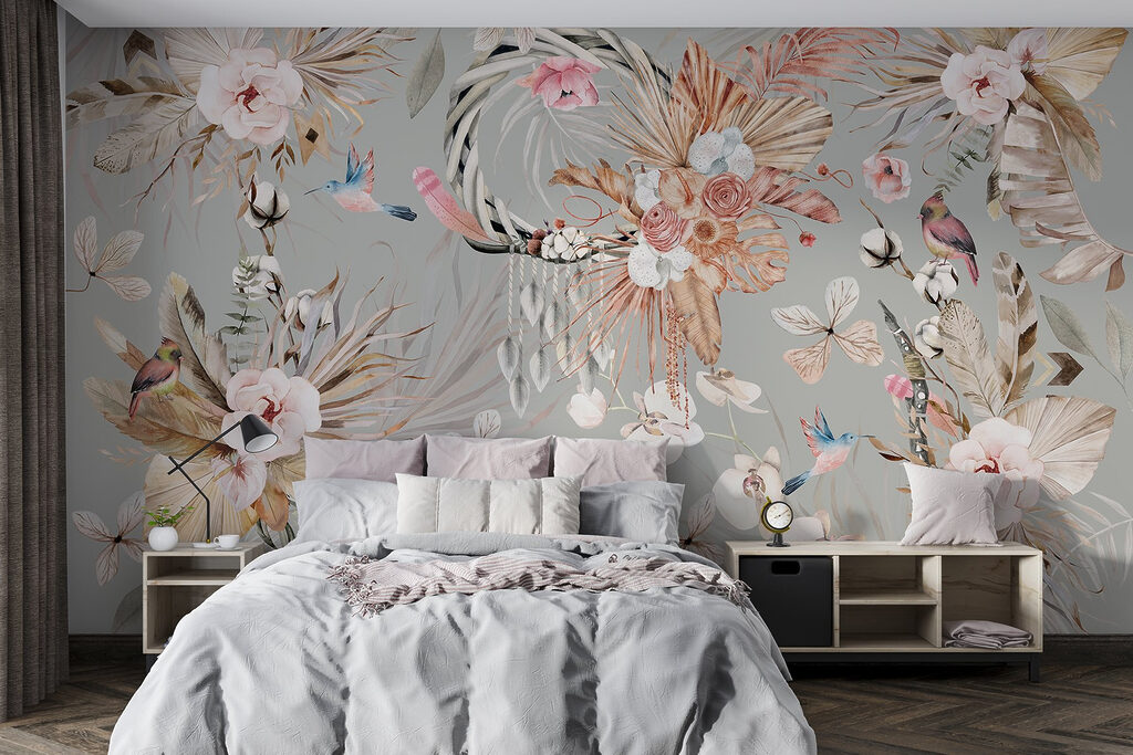 Zierliche Vögel und Blüten — Interieur 1