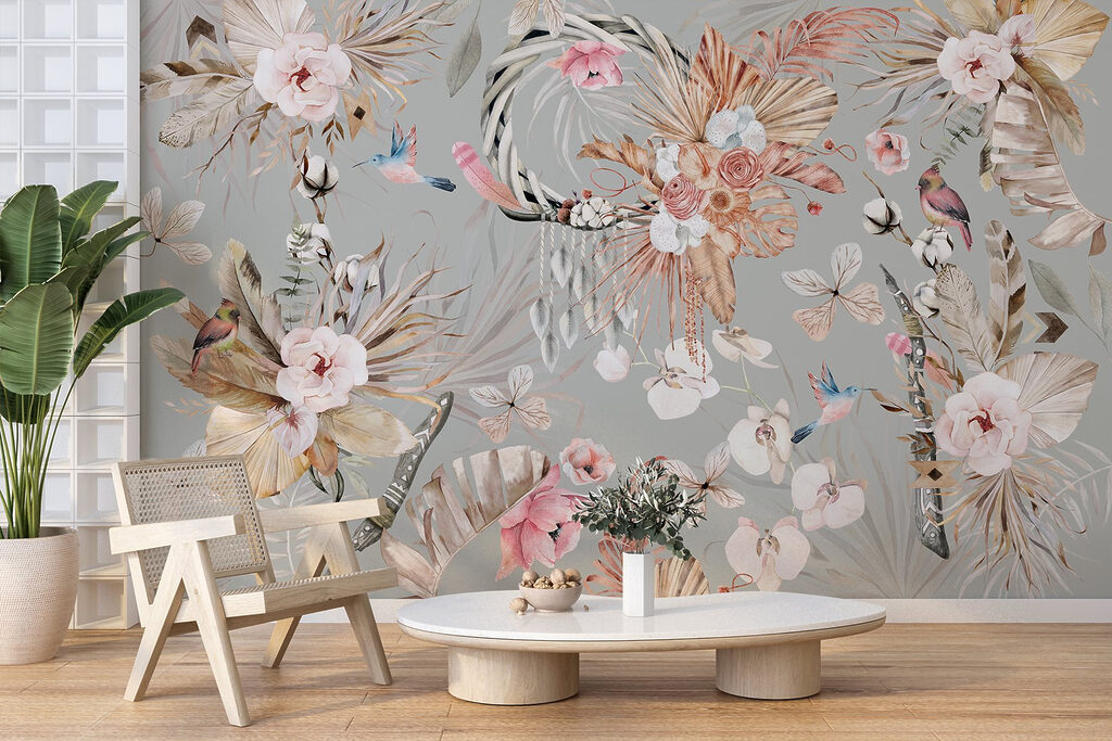 Zierliche Vögel und Blüten — Interieur 3