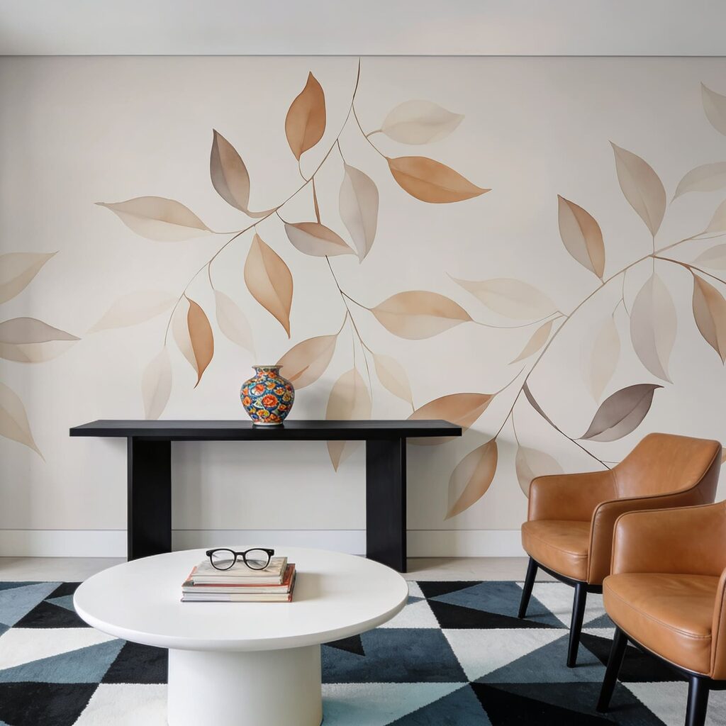 Zarte Zweige in Apricot in einem Interieur