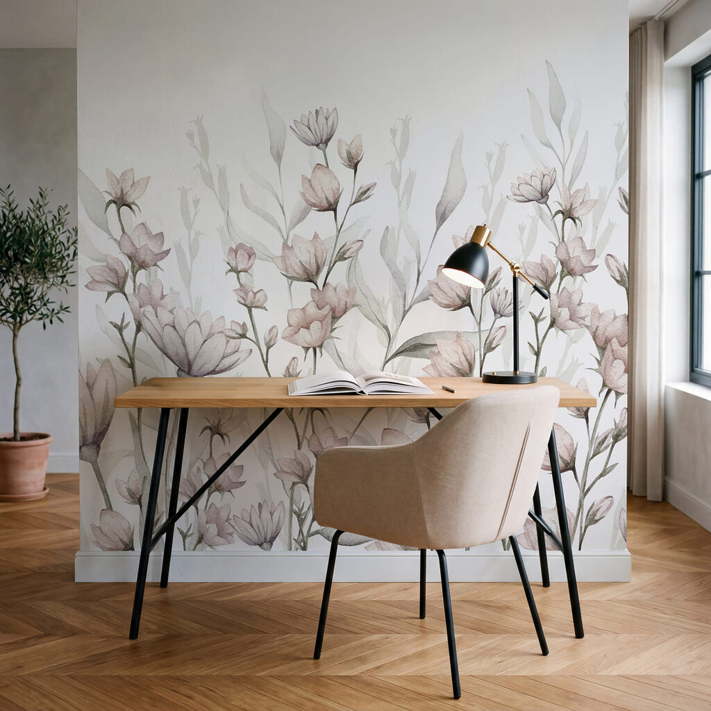 Kleine Blüten auf Weiß in einem Interieur