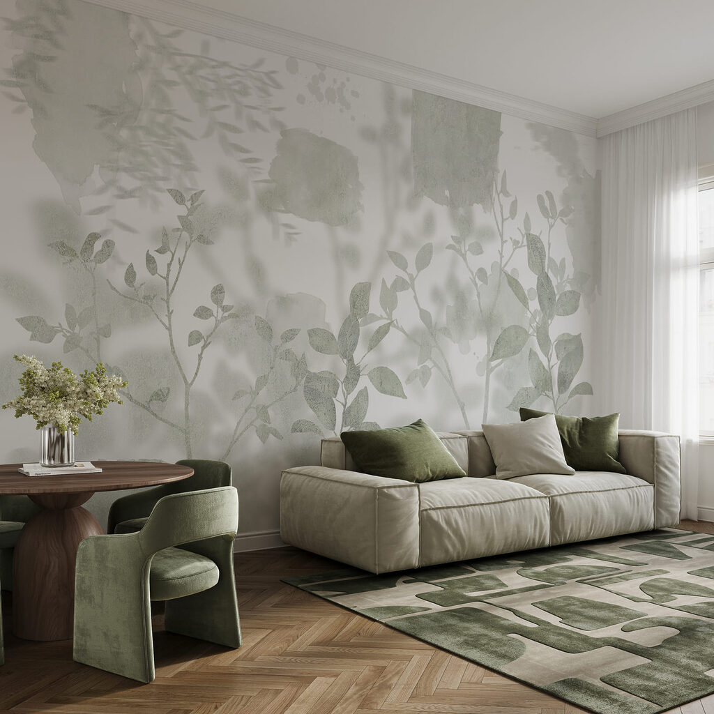 Blätter in sanften Schichten in einem Interieur