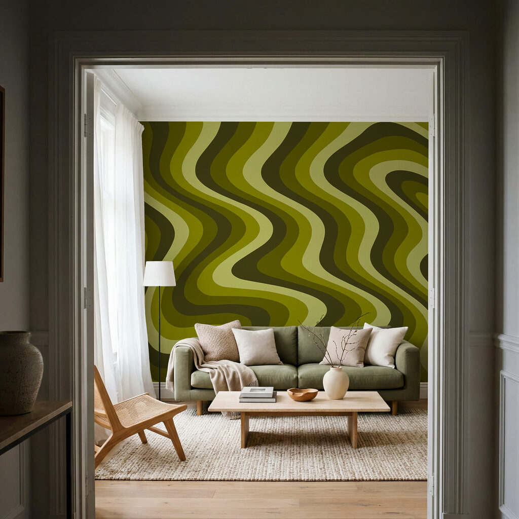 Geschwungene Wellenbahnen in einem Interieur