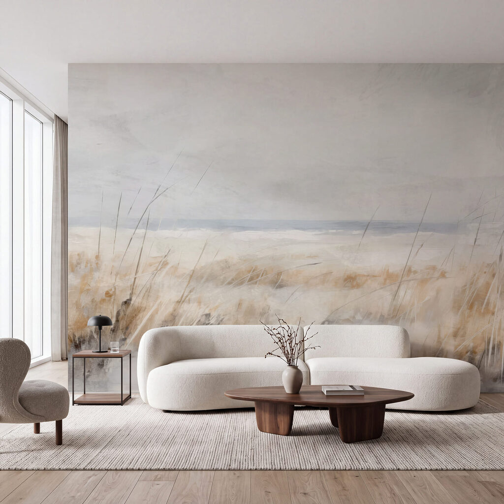 Dünenpfad durch blasses Gras in einem Interieur