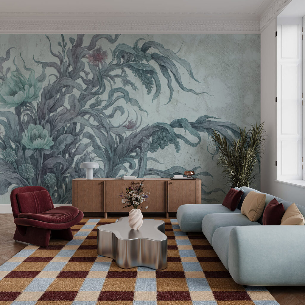 Ausladende Zierblätter in einem Interieur
