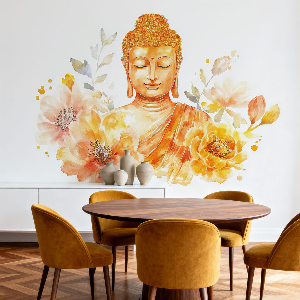 Buddha zwischen üppigen Blüten — Interieur 3