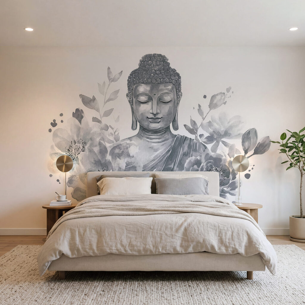 Buddha zwischen üppigen Blüten — Interieur 2