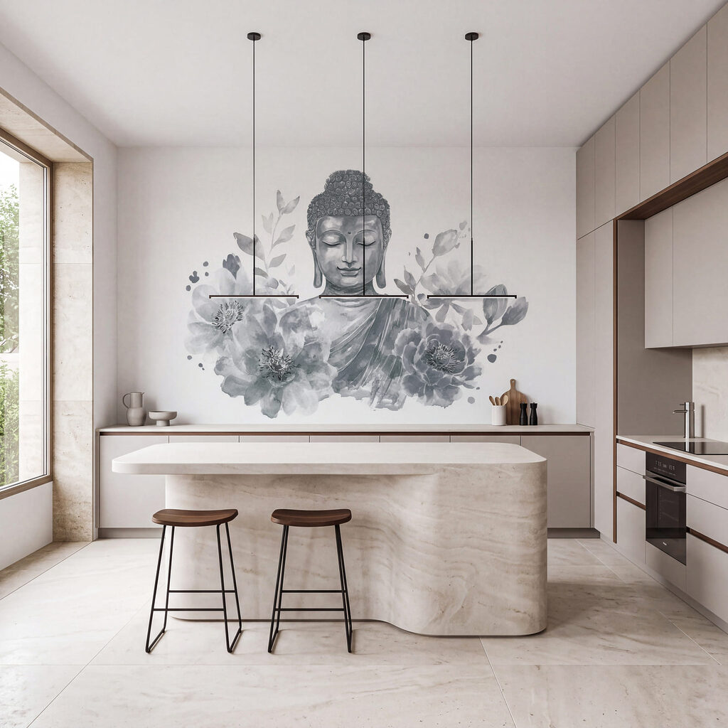 Buddha zwischen üppigen Blüten — Interieur 3