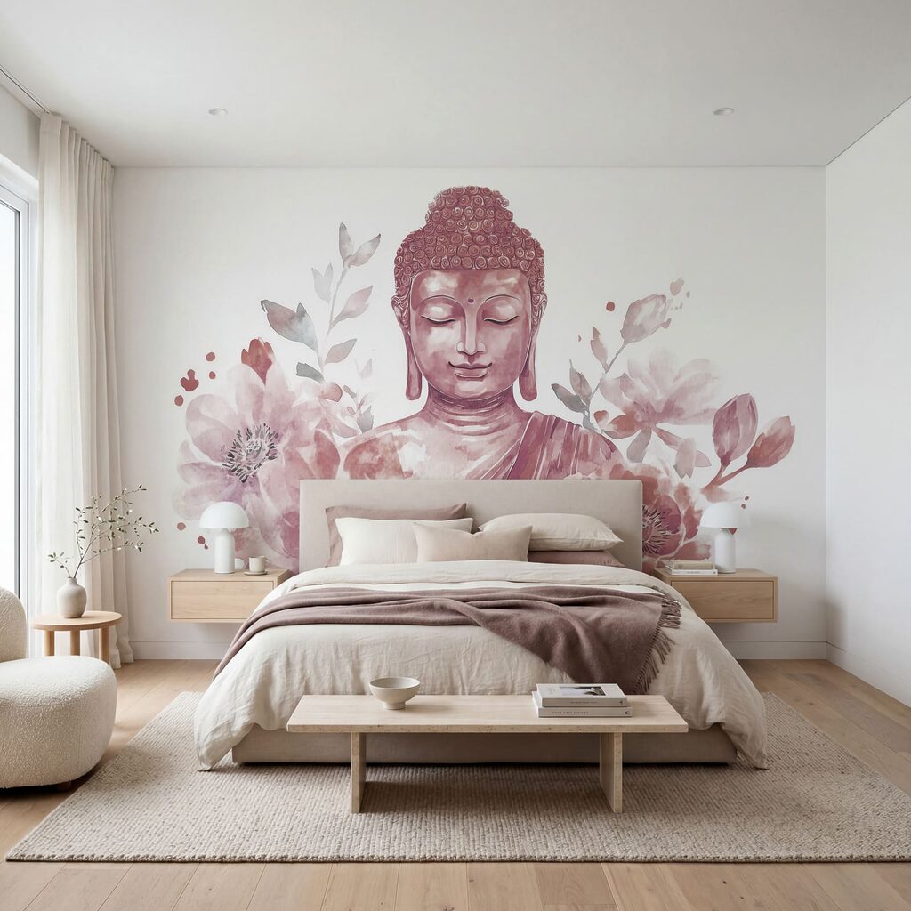 Buddha zwischen üppigen Blüten — Interieur 2