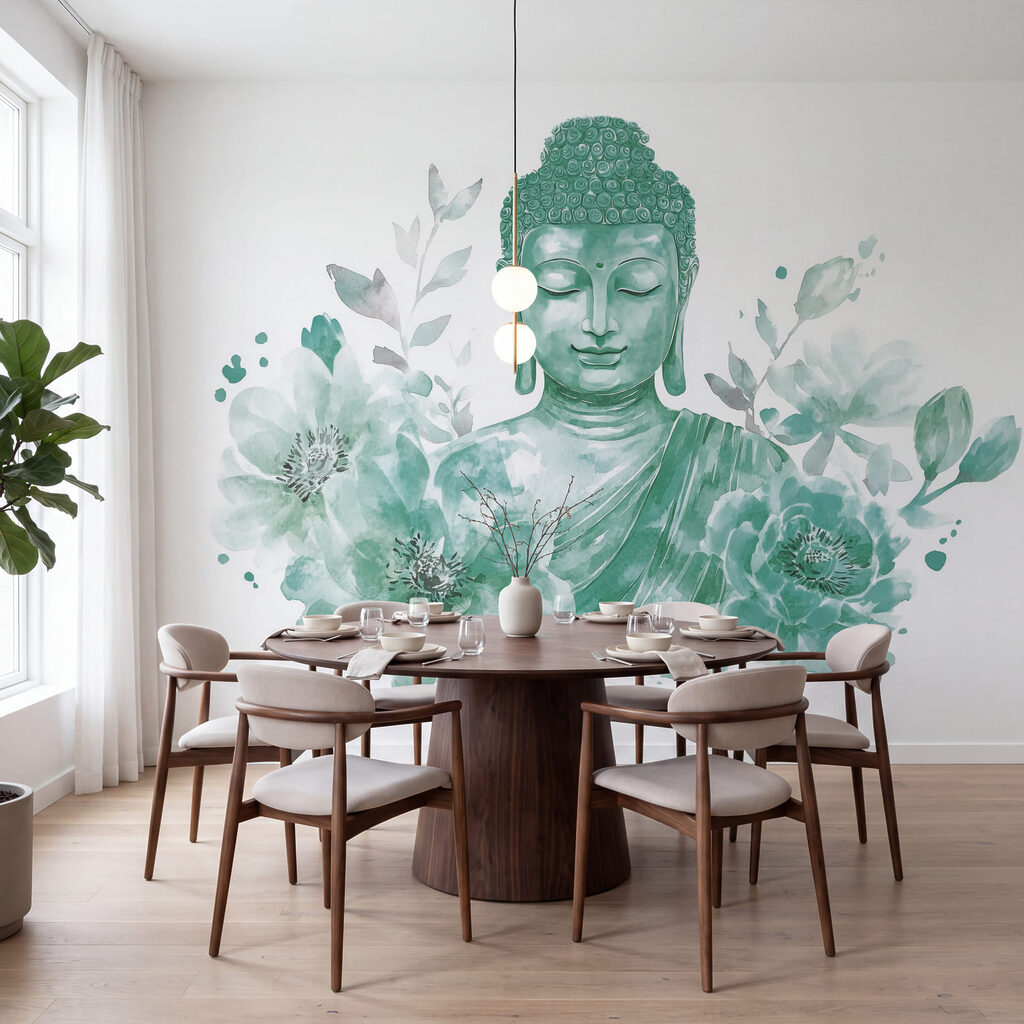 Buddha zwischen üppigen Blüten — Interieur 3