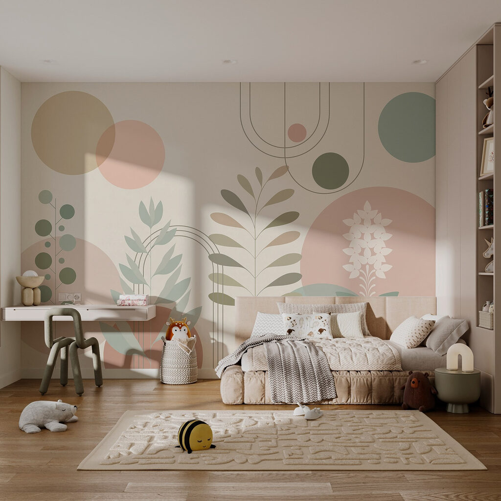 Pflanzen neben ruhigen Kreisen in einem Interieur