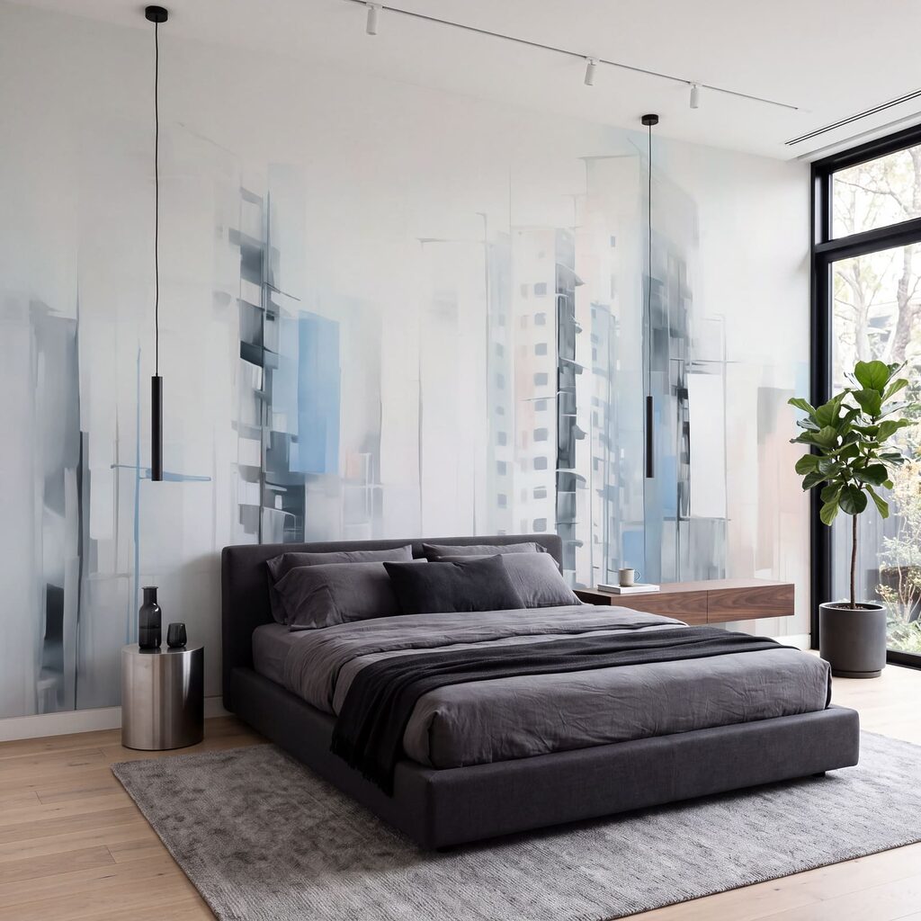 Helle Türme im Nebel in einem Interieur