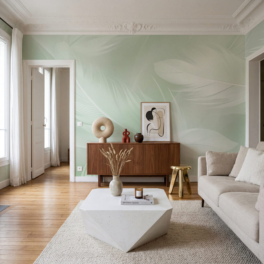 Federn in Pastelltönen in einem Interieur