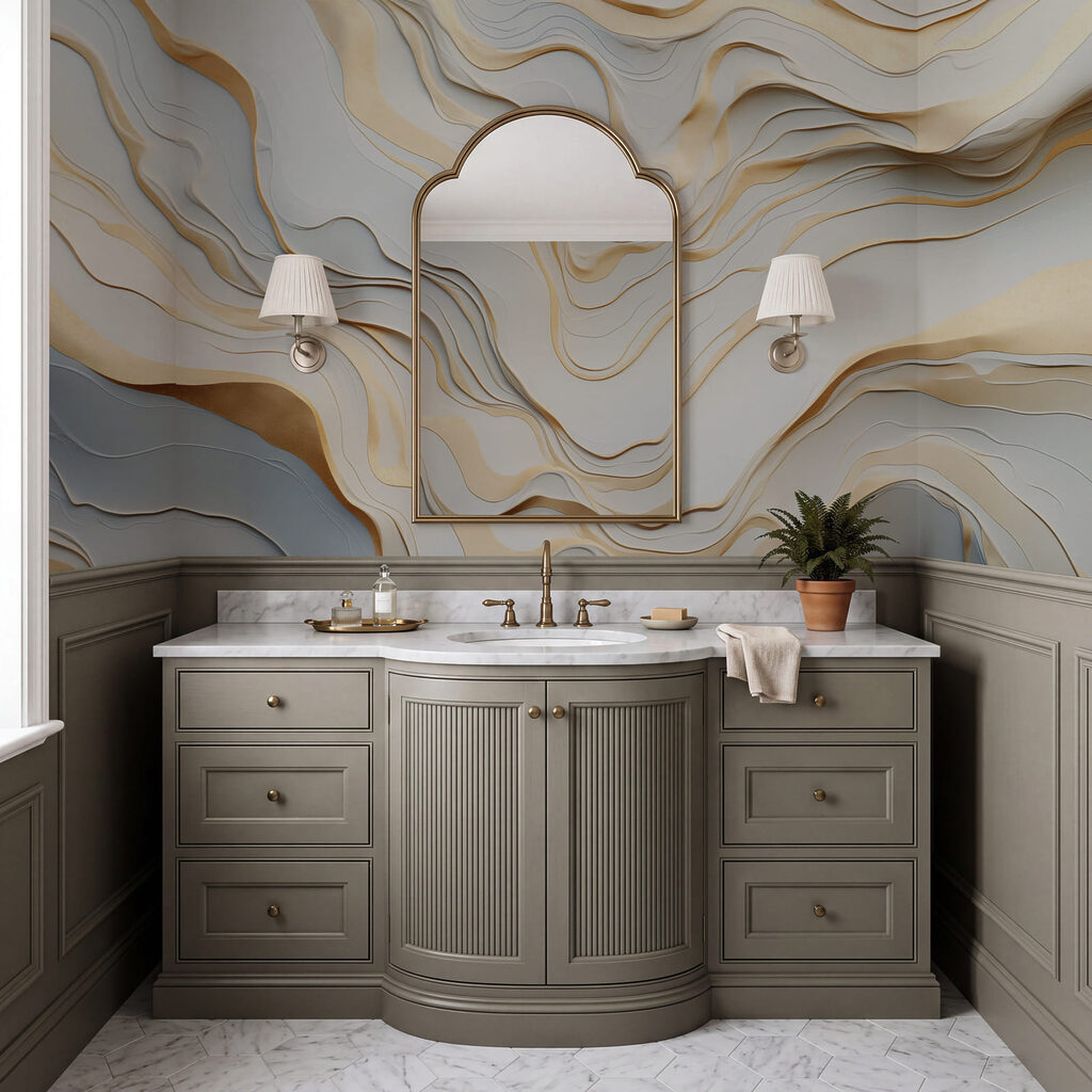 Wellige Schichten, helle Ränder in einem Interieur