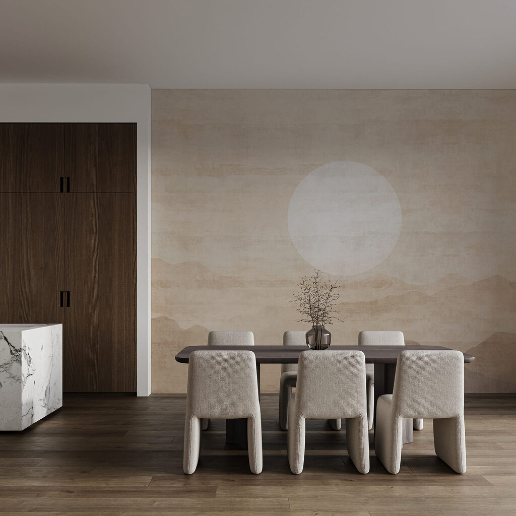 Weiße Sonne über Sandschichten in einem Interieur