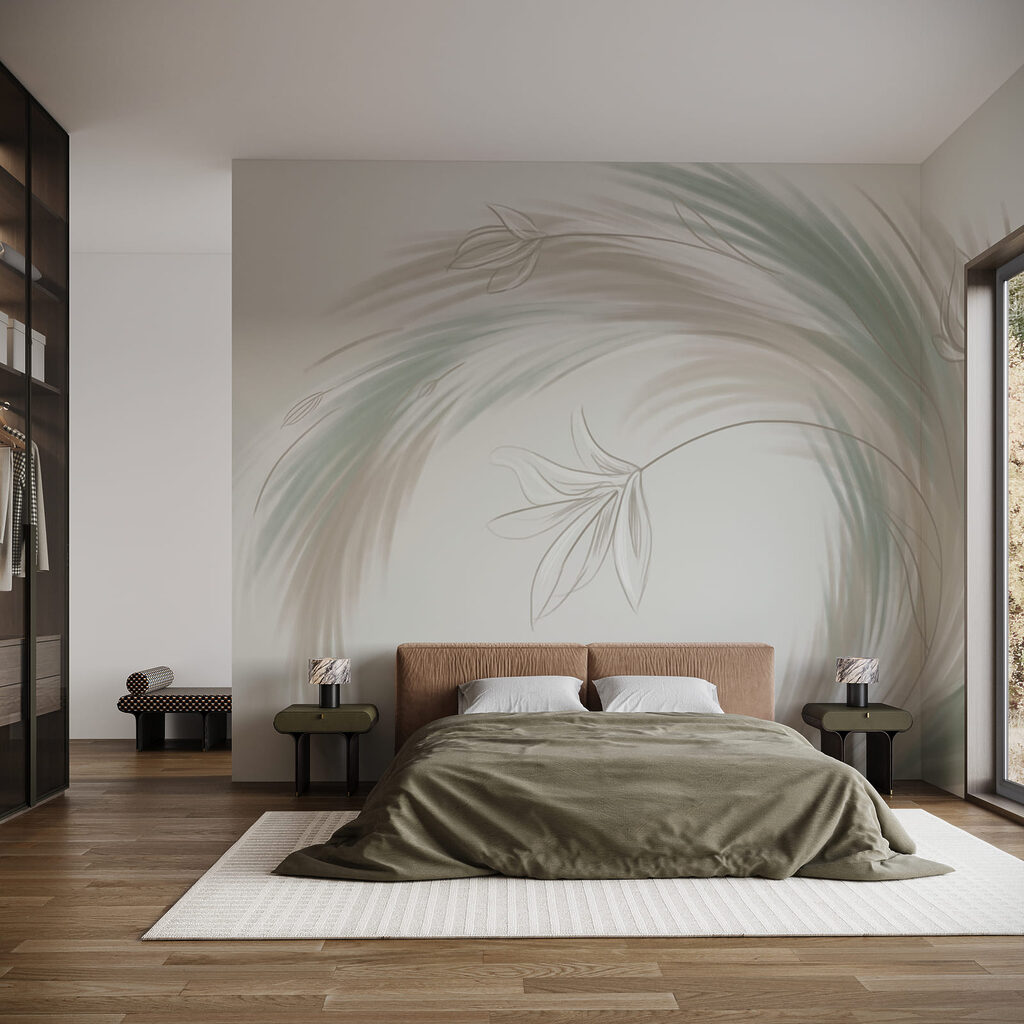 Grüne Blätter im Kreis in einem Interieur
