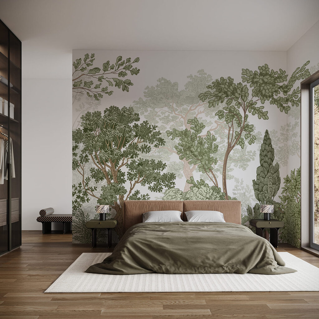 Garten in feinen Linien in einem Interieur