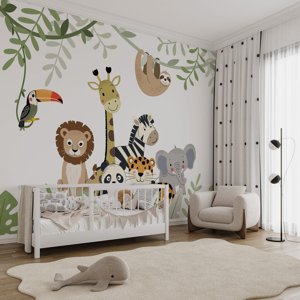 Kleine Dschungelfreunde in einem Interieur