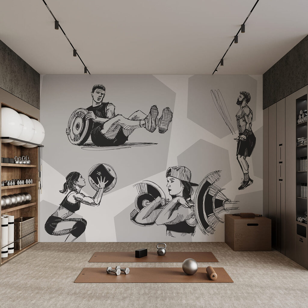 Sportler in Bewegung in einem Interieur