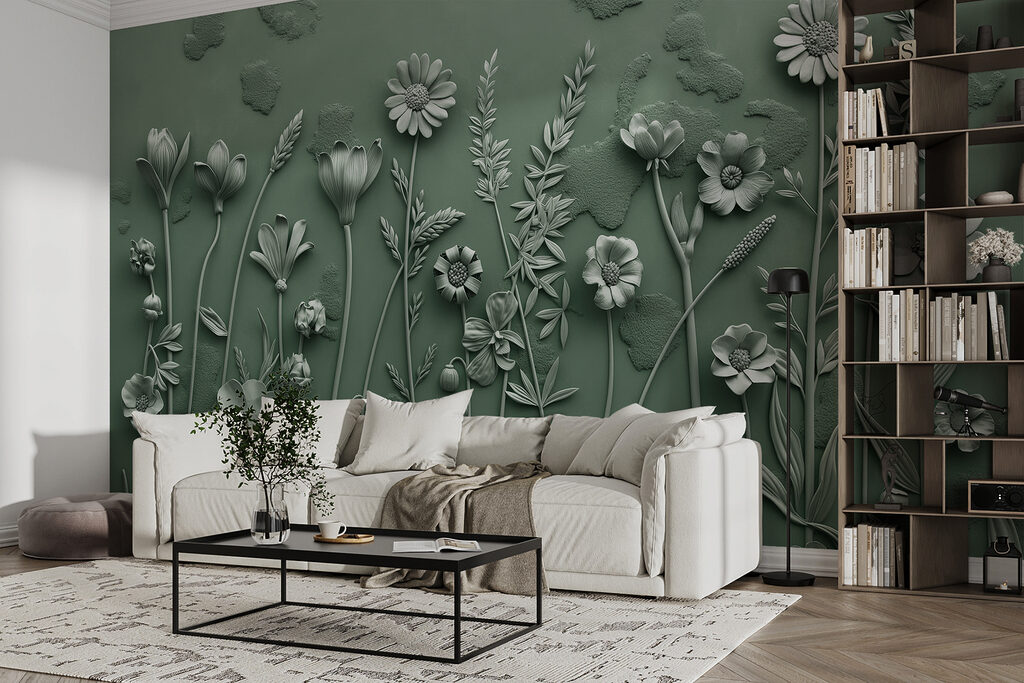 Blumen mit sanften Schatten in einem Interieur