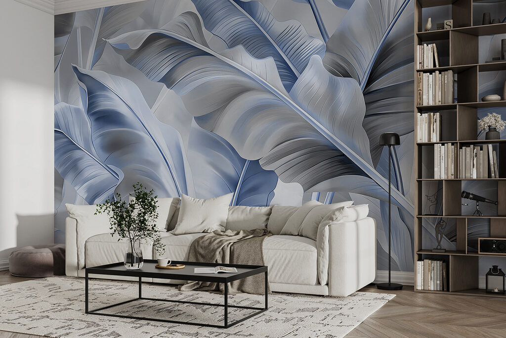 Blätter mit tiefen Falten in einem Interieur
