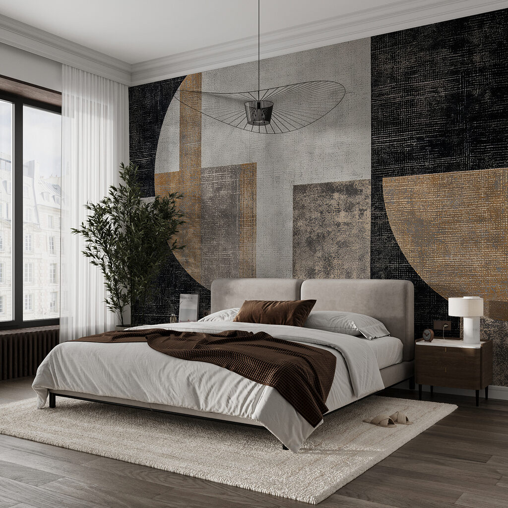 Kreise zwischen verwitterten Flächen in einem Interieur