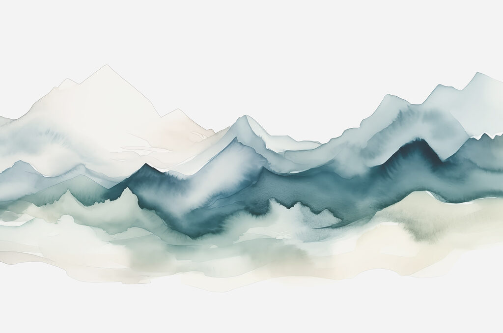 Blaue Berge in Aquarell — ganzes Design