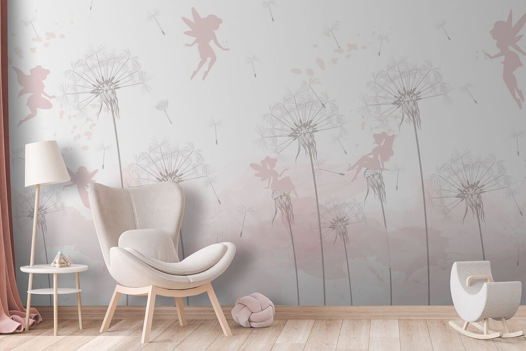 Elfen zwischen weißen Pusteblumen in einem Interieur