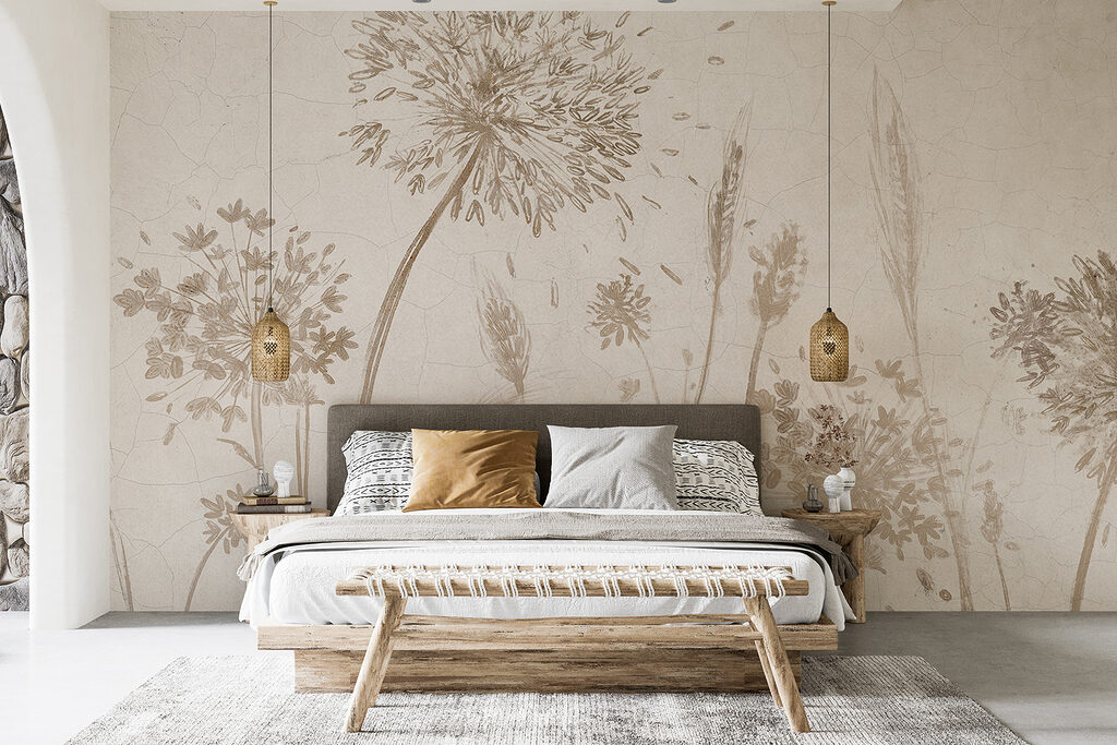 Trockenblumen in Beige in einem Interieur