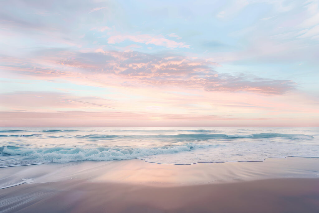 Strand unter rosa Himmel — ganzes Design