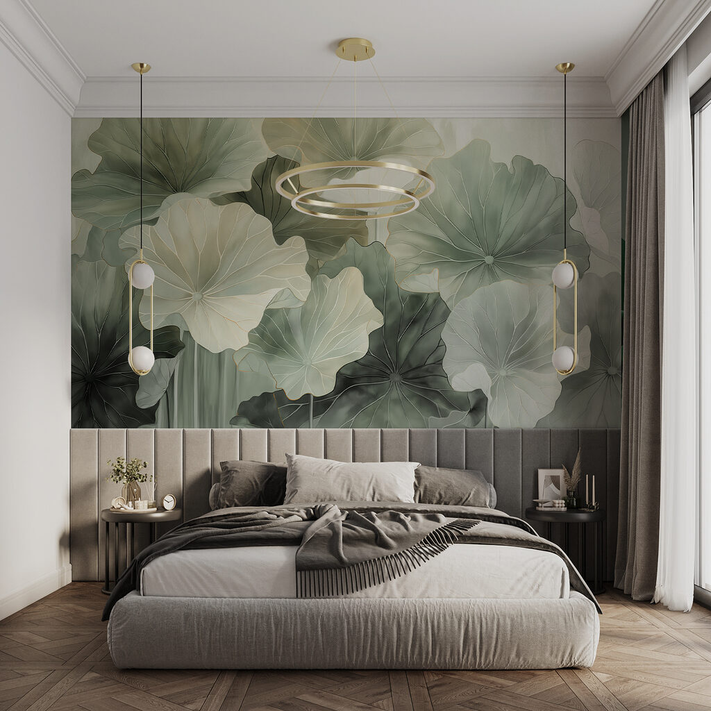 Fächer in sanften Farbschichten in einem Interieur